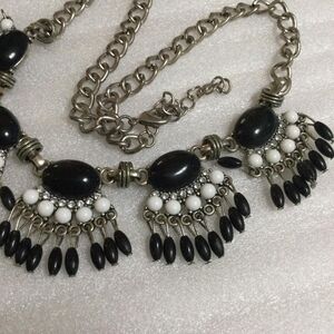 Elegant Black and White Statement Necklace